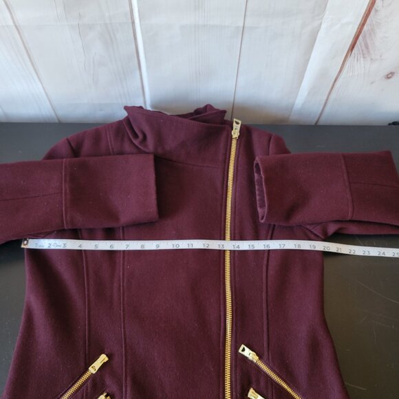 Guess Wool Women’s M, Maroon w/Gold Zippers Jacket, Moto Jacket, Full Zip & Full - Picture 12 of 13